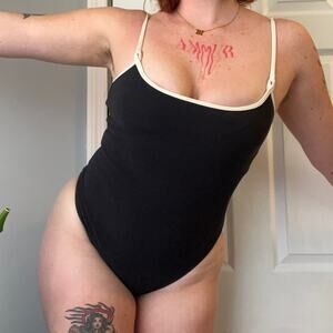 VINTAGE 80s Black and White One Piece Swimsuit